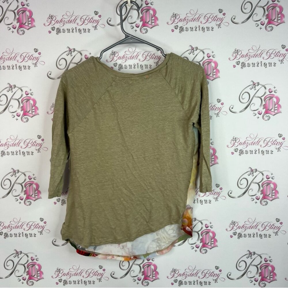 Joe Fresh top butterfly multicolor Floral Butterfly Long Sleeve Top - Picture 2 of 9